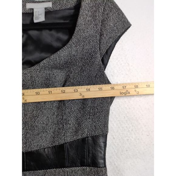 H&M Sheath Dress Womens 6 Gray Black Business‎ Tweed Lined Empire Waist - Picture 4 of 8